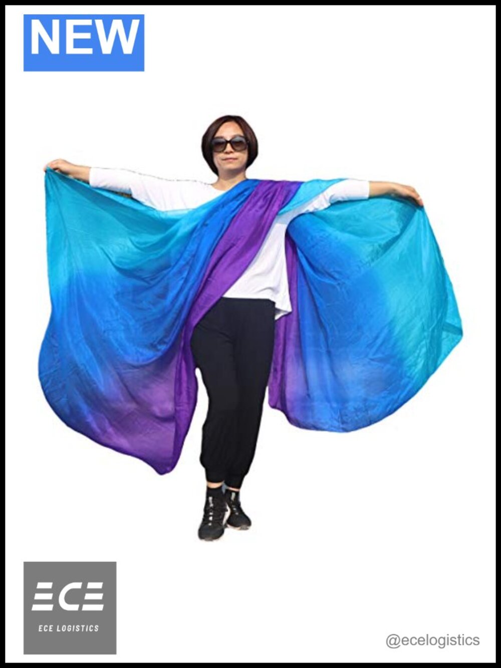100% Real Silk Belly Dance Veil Hand Rolled Edges Sheer Large Scarf